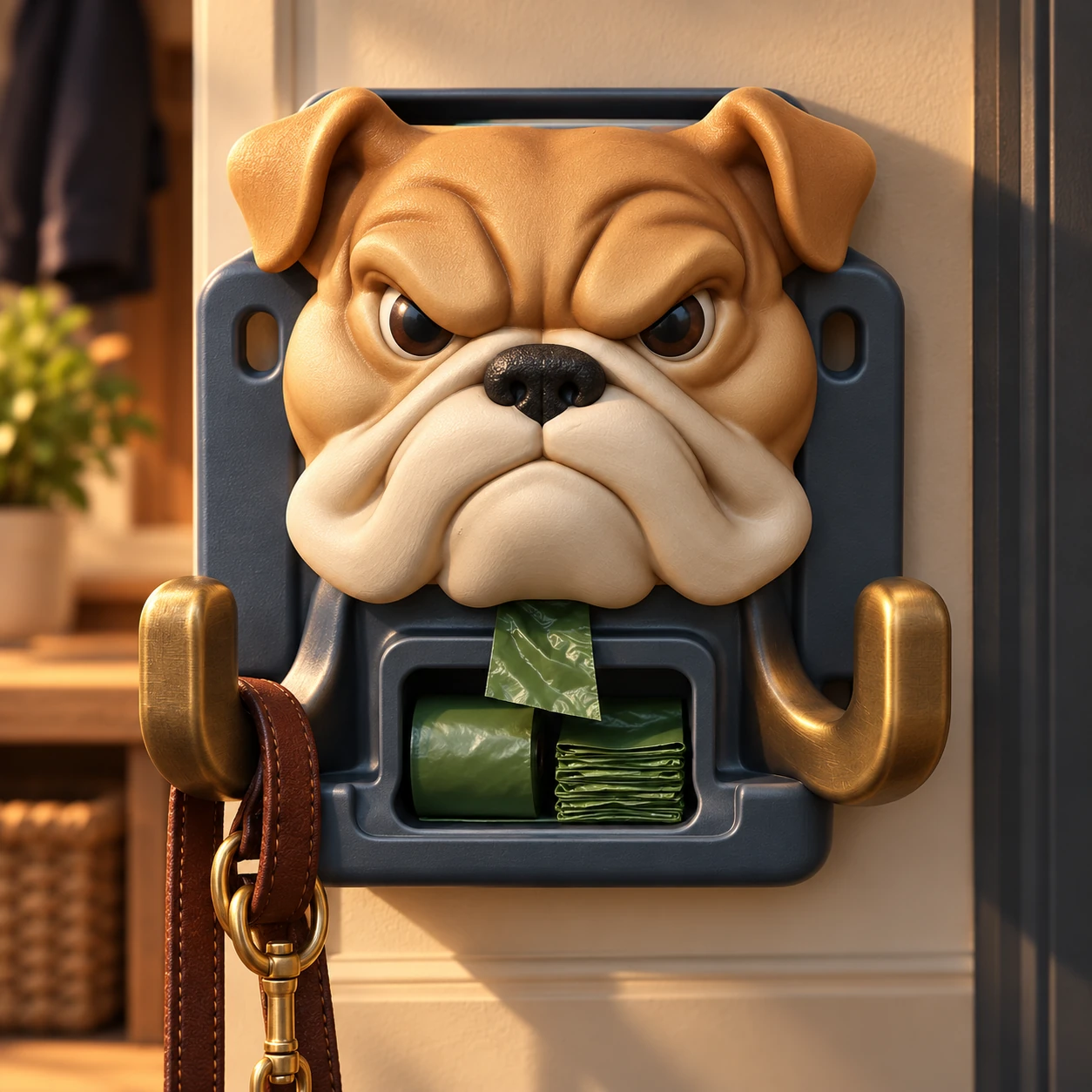 Bulldog Pet-Walk Station with Poop-Bag Tray