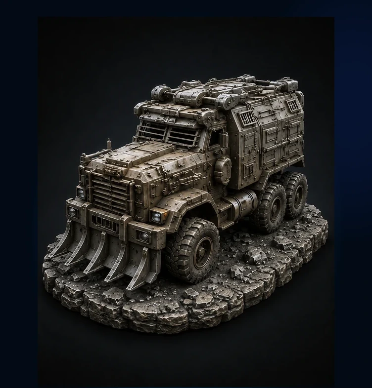 Cragbound War Rig Armored Transport front render