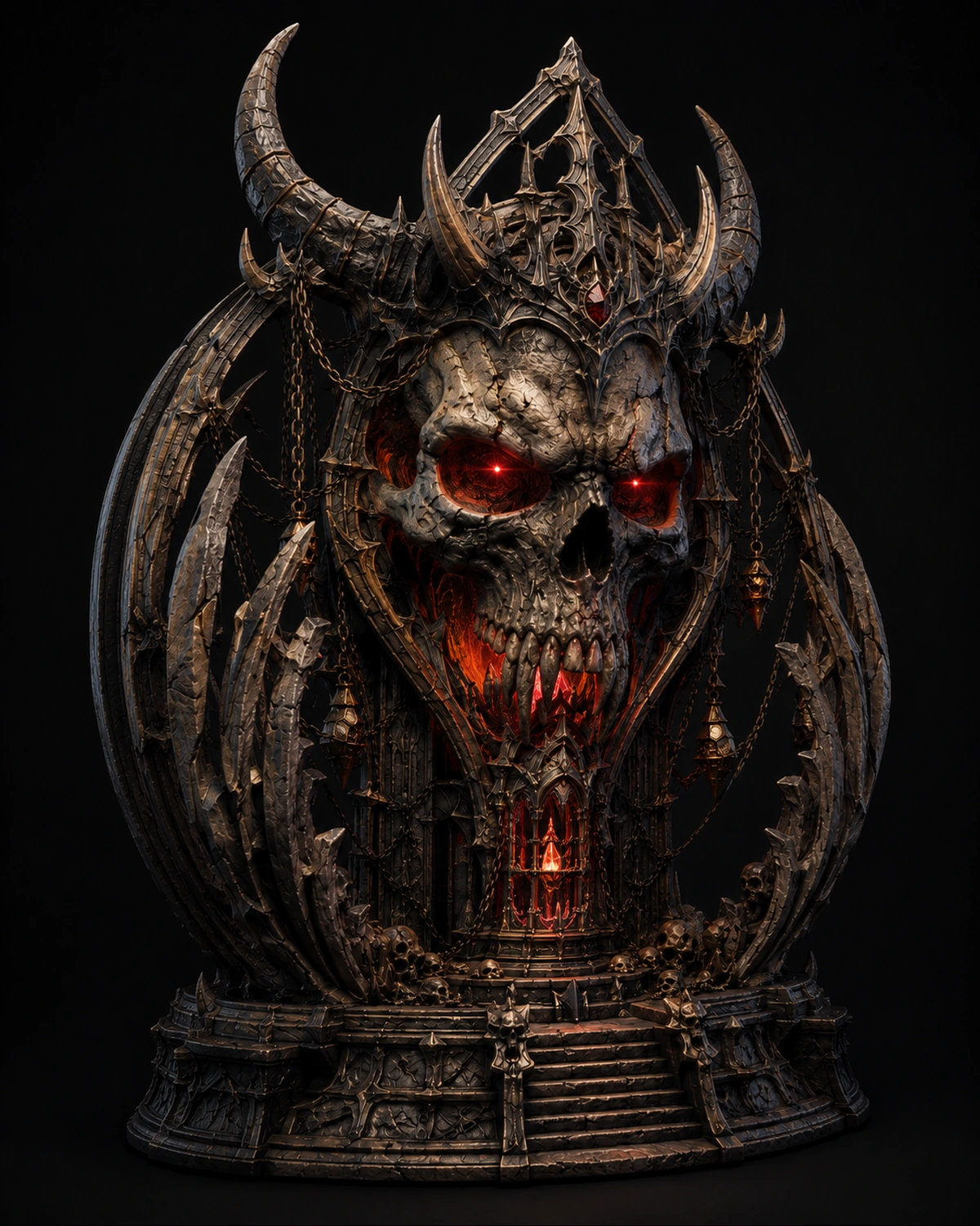Demonic Skull Throne STL File | STLBEAST Angled View view