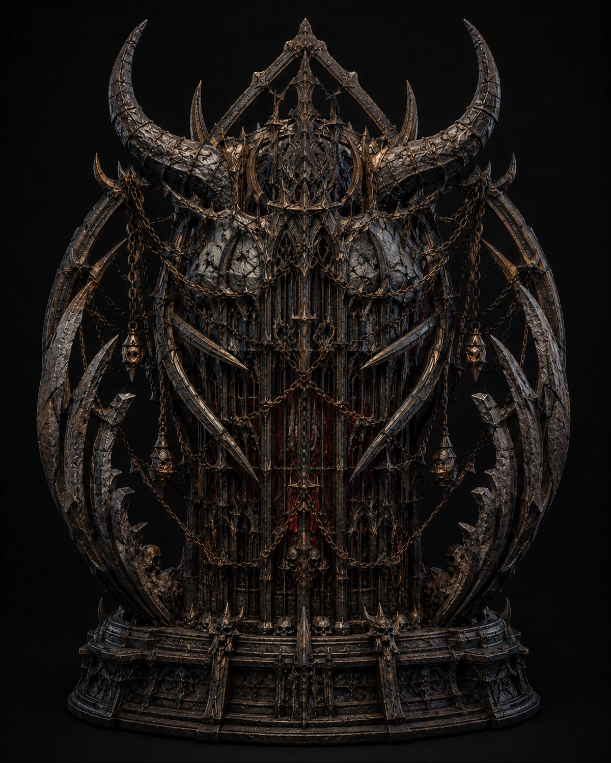 Demonic Skull Throne STL File | STLBEAST Back View view