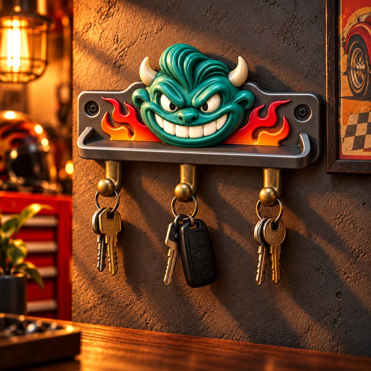 Hot-Rod Monster Face Key Rack